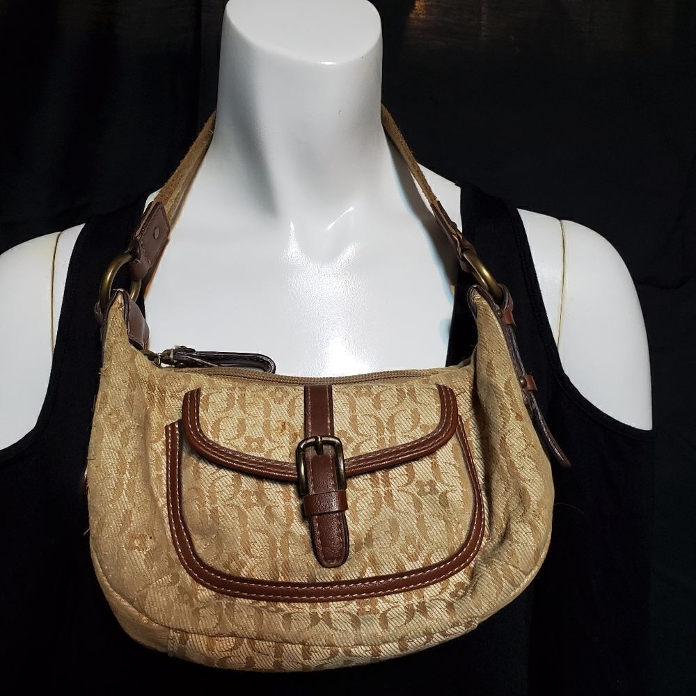 Fossil Tan & Brown F & Clover Patterned Mini Bag